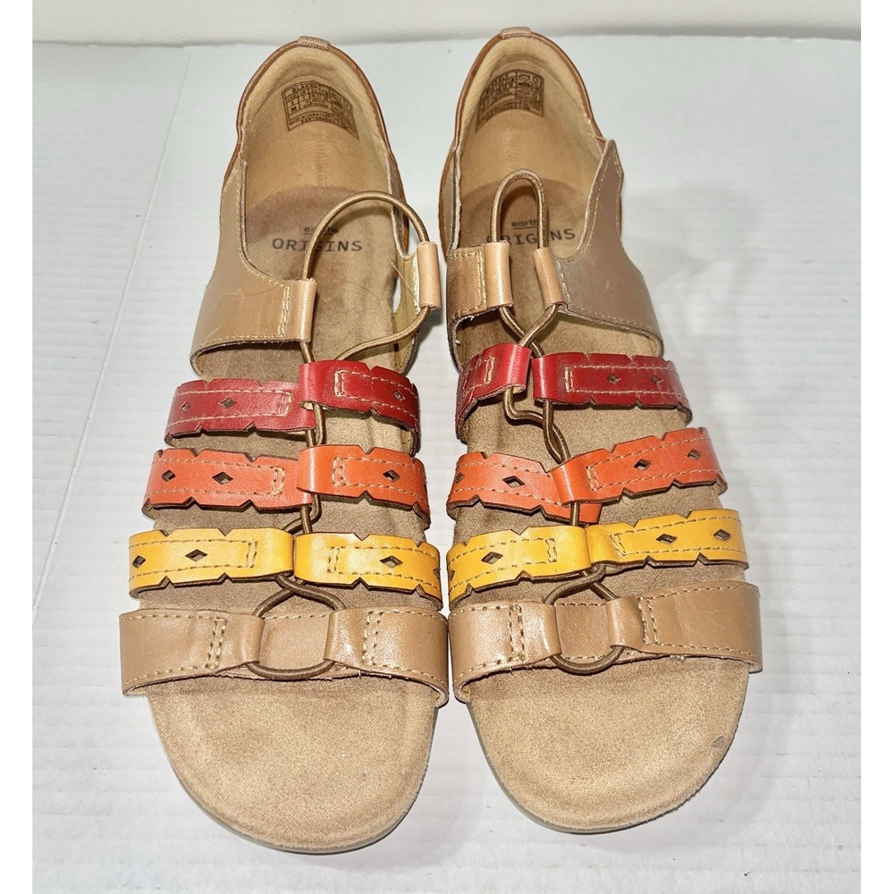 NWOB Earth Origins Leather Gladiator Sandals Womens 9 Multicolor Blakely Alpaca - Picture 2 of 9